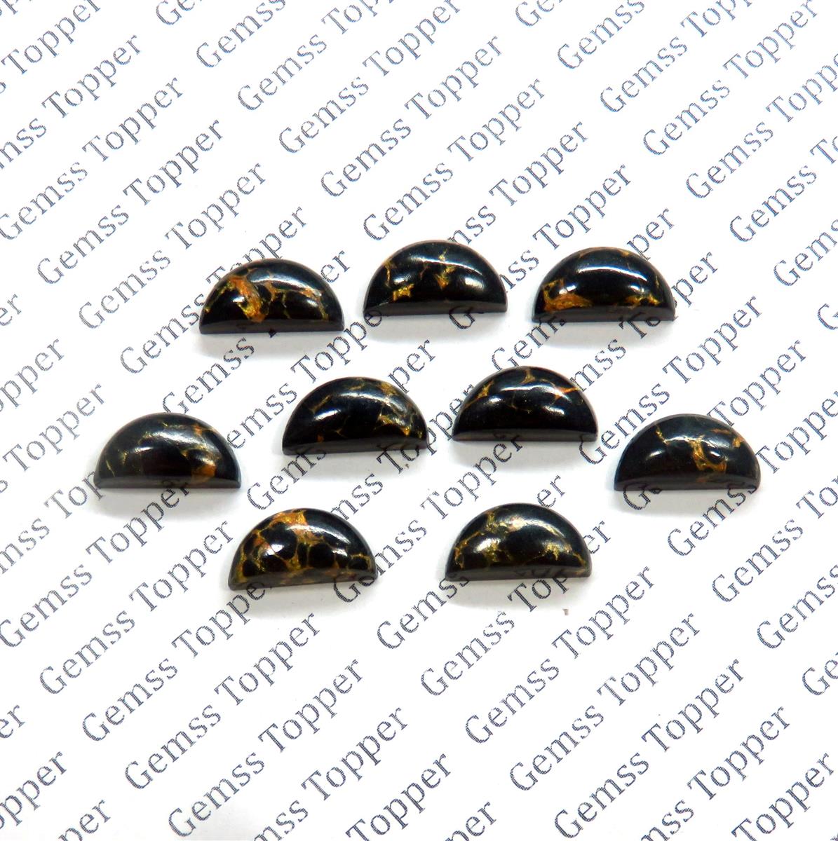 Black Mohave Turquoise 6x12 mm D Shape Cabochon